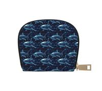 TZTTZT Cyber Shark Blue (A) Print Credit Card Holder for Women, Card Case Wallet, Leather Credit Cards Holder Wallet