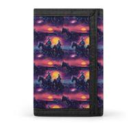 TZTTZT Cyber Sunset Western Cowboy Print Wallet for Men, Small Men's Bifold Wallet, 8 Credit Card Holder Slim Minimalist Front Pocket