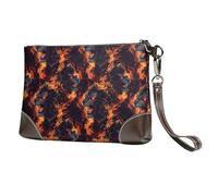 TZTTZT Dark Flame Lion Print Wristlet Clutch Purse for Women, Leather Wristlet Wallet Purses and Handbags