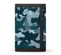 TZTTZT Dark Teal Camo Print Wallet for Men, 8 Credit Card Holder Slim Minimalist Front Pocket Small Mens Bifold Wallets