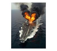 TZTTZT Diamond Art Kits for Adults - Aircraft Carrier Fire Ocean Crisis Diamond Painting Kits for Adults Beginner, 12x16 in Frameless Diamond Painting Kit for Home Wall Decor