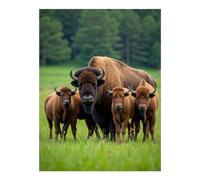 TZTTZT Diamond Art Kits for Adults - Bison Family in Lush Green Field Diamond Painting Kits for Adults Beginner, Frameless Diamond Painting Craft for Home Wall Decor