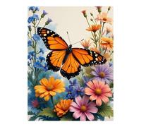 TZTTZT Diamond Art Kits for Adults - Butterfly Vibrant Floral Composition Diamond Painting Kits for Adults Beginner, Frameless Diamond Painting Craft for Home Wall Decor