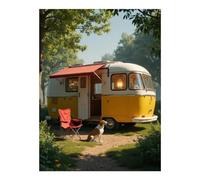 TZTTZT Diamond Art Kits for Adults - Camper Dog Summer Retreat Scene Diamond Painting Kits for Adults Beginner, Frameless Diamond Painting Craft for Home Wall Decor