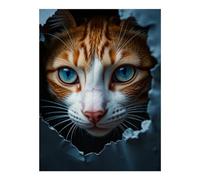 TZTTZT Diamond Art Kits for Adults - Cat Peering Through Torn Paper Diamond Painting Kits for Adults Beginner, 12x16 in Frameless Diamond Painting Kit for Home Wall Decor