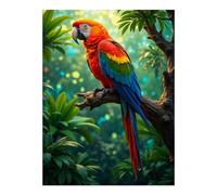 TZTTZT Diamond Art Kits for Adults - Colorful Bird Perched in Lush Jungle Diamond Painting Kits for Adults Beginner, Frameless Diamond Painting Craft for Home Wall Decor