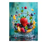 TZTTZT Diamond Art Kits for Adults - Colorful Fruit Splash Composition Diamond Painting Kits for Adults Beginner, 12x16 in Frameless Diamond Painting Kit for Home Wall Decor