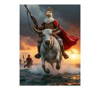 TZTTZT Diamond Art Kits for Adults - Duck King Riding Majestic Ox Diamond Painting Kits for Adults Beginner, 12x16 in Frameless Diamond Painting Kit for Home Wall Decor