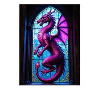 TZTTZT Diamond Art Kits for Adults - Fantasy Stained Glass Dragon Design Diamond Painting Kits for Adults Beginner, 12x16 in Frameless Diamond Painting Kit for Home Wall Decor