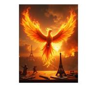 TZTTZT Diamond Art Kits for Adults - Fire Bird Over City Skyline Diamond Painting Kits for Adults Beginner, Frameless Diamond Painting Craft for Home Wall Decor