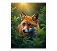 TZTTZT Diamond Art Kits for Adults - Fox Among Lush Greenery Under Sunlight Diamond Painting Kits for Adults Beginner, 12x16 in Frameless Diamond Painting Kit for Home Wall Decor
