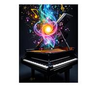 TZTTZT Diamond Art Kits for Adults - Grand Piano Vibrant Music Notes Diamond Painting Kits for Adults Beginner, 12x16 in Frameless Diamond Painting Kit for Home Wall Decor