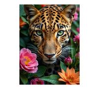 TZTTZT Diamond Art Kits for Adults - Leopard Floral Lush Blossoms Elegant Diamond Painting Kits for Adults Beginner, 12x16 in Frameless Diamond Painting Kit for Home Wall Decor