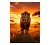 TZTTZT Diamond Art Kits for Adults - Lion Majestic Sunset Serengeti Plains Diamond Painting Kits for Adults Beginner, Frameless Diamond Painting Craft for Home Wall Decor