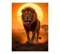 TZTTZT Diamond Art Kits for Adults - Lion Sunset Majestic Serengeti Scene Diamond Painting Kits for Adults Beginner, Frameless Diamond Painting Craft for Home Wall Decor