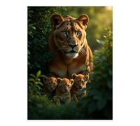 TZTTZT Diamond Art Kits for Adults - Lioness Cubs Hidden Nature Scene Diamond Painting Kits for Adults Beginner, Frameless Diamond Painting Craft for Home Wall Decor