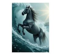 TZTTZT Diamond Art Kits for Adults - Mighty Horse Ocean Wave Fantasy Diamond Painting Kits for Adults Beginner, Frameless Diamond Painting Craft for Home Wall Decor