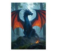 TZTTZT Diamond Art Kits for Adults - Mystical Forest Dragon Bright Wings Diamond Painting Kits for Adults Beginner, 12x16 in Frameless Diamond Painting Kit for Home Wall Decor