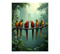 TZTTZT Diamond Art Kits for Adults - Parrots Perched in Lush Forest Diamond Painting Kits for Adults Beginner, Frameless Diamond Painting Craft for Home Wall Decor