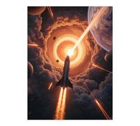 TZTTZT Diamond Art Kits for Adults - Rocket Launching Into Cosmic Vortex Diamond Painting Kits for Adults Beginner, 12x16 in Frameless Diamond Painting Kit for Home Wall Decor