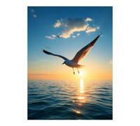 TZTTZT Diamond Art Kits for Adults - Seagull Ocean Sunset Flight Diamond Painting Kits for Adults Beginner, Frameless Diamond Painting Craft for Home Wall Decor