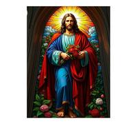 TZTTZT Diamond Art Kits for Adults - Stained Glass Floral Radiance Diamond Painting Kits for Adults Beginner, 12x16 in Frameless Diamond Painting Kit for Home Wall Decor