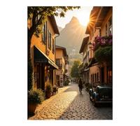 TZTTZT Diamond Art Kits for Adults - Sunlit Cobblestone Village Street Diamond Painting Kits for Adults Beginner, 12x16 in Frameless Diamond Painting Kit for Home Wall Decor