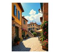 TZTTZT Diamond Art Kits for Adults - Sunny Cobblestone Village Street Diamond Painting Kits for Adults Beginner, Frameless Diamond Painting Craft for Home Wall Decor