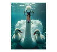 TZTTZT Diamond Art Kits for Adults - Swan Glasses Water Family Portrait Diamond Painting Kits for Adults Beginner, Frameless Diamond Painting Craft for Home Wall Decor