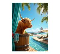 TZTTZT Diamond Art Kits for Adults - Tropical Beachside Pool Retreat Diamond Painting Kits for Adults Beginner, Frameless Diamond Painting Craft for Home Wall Decor