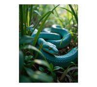 TZTTZT Diamond Art Kits for Adults - Turquoise Snake in Lush Grassland Diamond Painting Kits for Adults Beginner, Frameless Diamond Painting Craft for Home Wall Decor