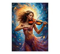 TZTTZT Diamond Art Kits for Adults - Violinist Ethereal Fire Artistic Vision Diamond Painting Kits for Adults Beginner, 12x16 in Frameless Diamond Painting Kit for Home Wall Decor