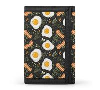 TZTTZT Egg Bacon Leaves Print Wallet for Men, 8 Credit Card Holder Slim Minimalist Front Pocket Small Mens Bifold Wallets