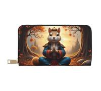 TZTTZT Elegant Blue Fox Monk Print Wallet Women, Leather Bifold Multi Card Wallet, Long Purse Women's Wallets