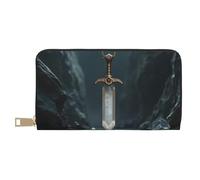 TZTTZT Elegant Crystal Sword Print Wallet Women, Leather Bifold Multi Card Wallet, Long Purse Women's Wallets