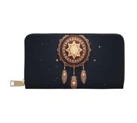 TZTTZT Elegant Gold Dreamcatcher Print Wallet Women, Leather Bifold Multi Card Wallet, Long Purse Women's Wallets