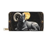 TZTTZT Elegant Gray Ram-A Print Wallet Women, Leather Bifold Multi Card Wallet, Long Purse Women's Wallets