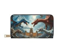TZTTZT Epic Colorful Dragon Clash Print Wallet Women, Leather Bifold Multi Card Wallet, Long Purse Women's Wallets