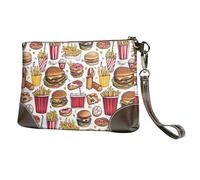 TZTTZT French Fries Hamburger Food Print Wristlet Clutch Purse for Women, Leather Wristlet Wallet Purses and Handbags