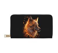 TZTTZT Gold Flame Pattern Wolf Wallet Women, Leather Bifold Multi Card Wallet, Women's Wallets Long Purse