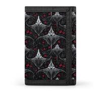 TZTTZT Gothic Manta Rose Print Wallet for Men, 8 Credit Card Holder Slim Minimalist Front Pocket Small Mens Bifold Wallets