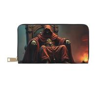 TZTTZT Gothic Red Skeleton King Print Wallet Women, Leather Bifold Multi Card Wallet, Long Purse Women's Wallets