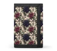 TZTTZT Gothic Rose Print Wallet for Men, 8 Credit Card Holder Slim Minimalist Front Pocket Small Mens Bifold Wallets