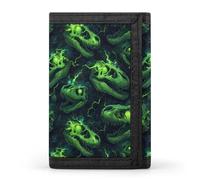 TZTTZT Green Lightning Dinosaur Skull Print Wallet for Men, Small Men's Bifold Wallet, 8 Credit Card Holder Slim Minimalist Front Pocket