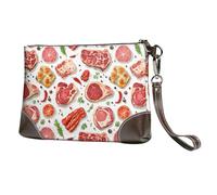 TZTTZT Grilled Meat Food Print Wristlet Clutch Purse for Women, Leather Wristlet Wallet Purses and Handbags