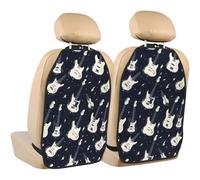 TZTTZT Guitar Lightning White Print Kick Mats Back Seat Protector 2 Pack, X-Large Kick Mats Protect from Dirt, Mud, Car Back Seat Cover Protector with 3 Organizers, Car Accessories