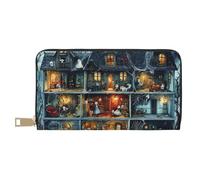 TZTTZT Halloween Scary Dollhouse Wallet Women, Leather Bifold Multi Card Wallet, Women's Wallets Long Purse