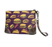 TZTTZT Hamburger Ham Food Print Wristlet Clutch Purse for Women, Leather Wristlet Wallet Purses and Handbags