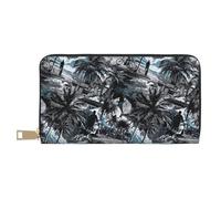 TZTTZT Hawaiian Black White Street Style Print Wallet Women, Leather Bifold Multi Card Wallet, Long Purse Women's Wallets
