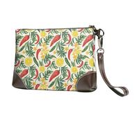 TZTTZT Hawaiian Tropical Chili Lemon Print Wristlet Clutch Purse for Women, Leather Wristlet Wallet Purses and Handbags